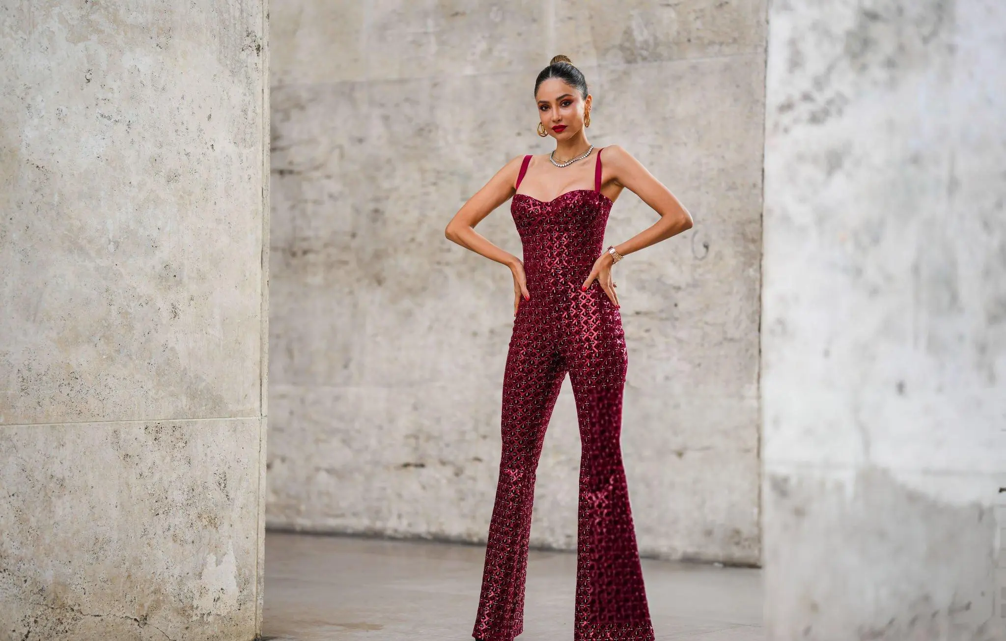 red jumpsuit